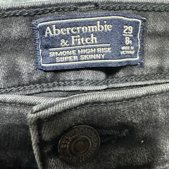 Abercrombie‎ Fitch Simone High Rise Super Skinny Jeans Black Size 29x8 Gunge - Picture 3 of 10